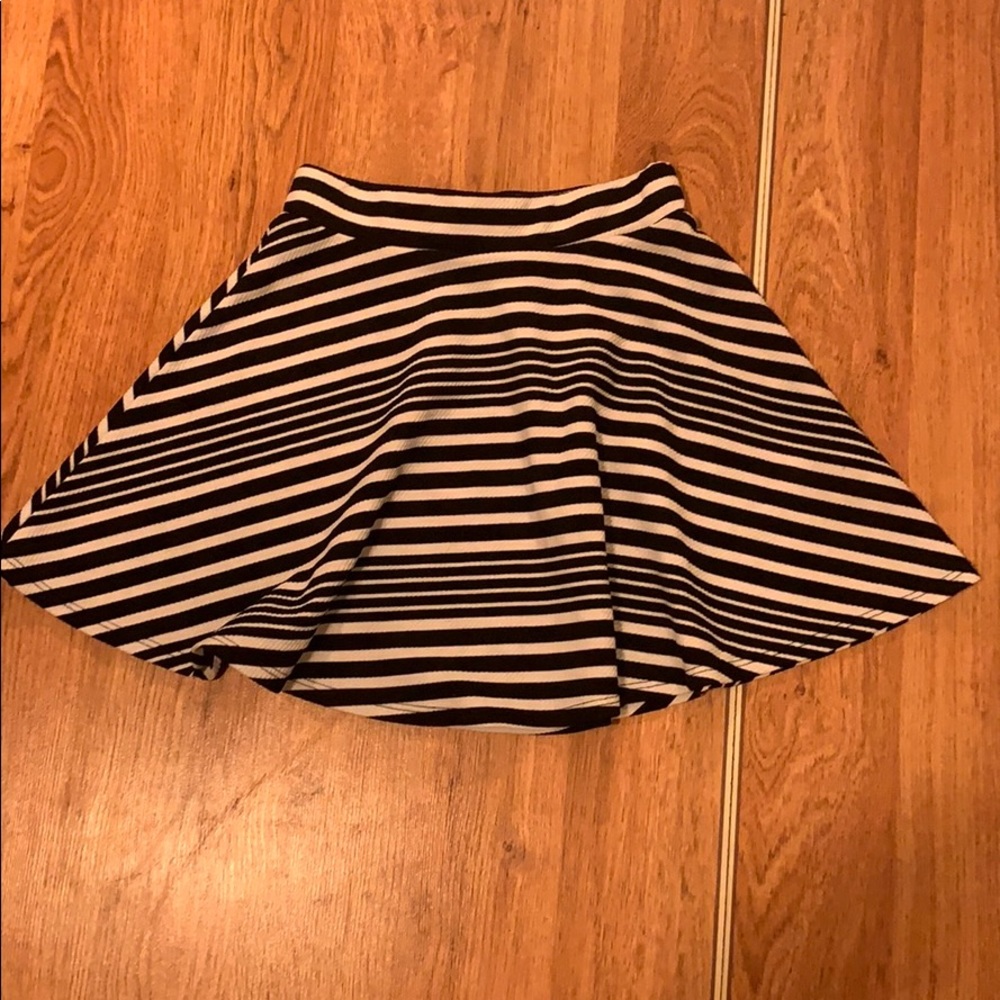 Black and white striped mini skirt